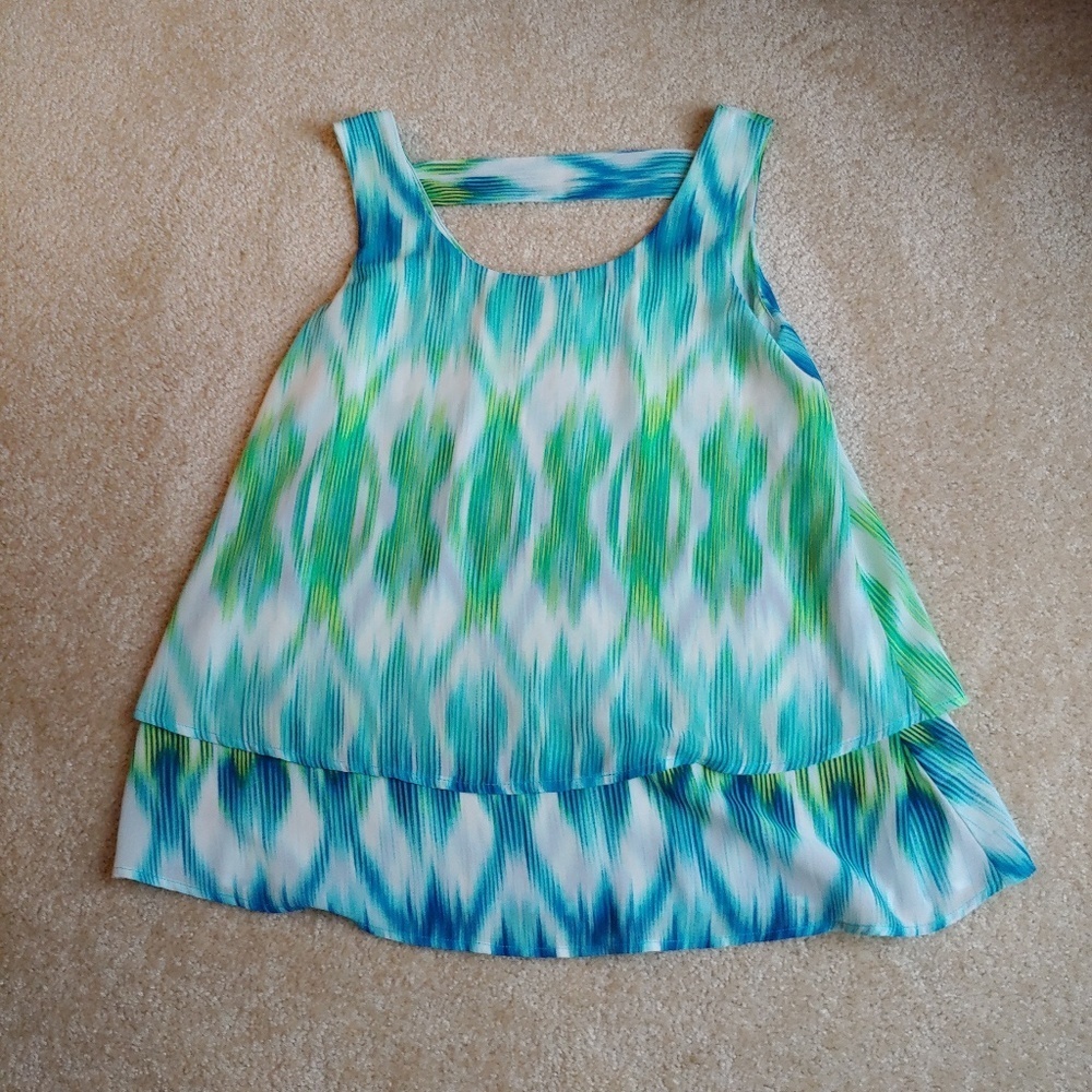 NWOT Roz & Ali green blue and white tank top